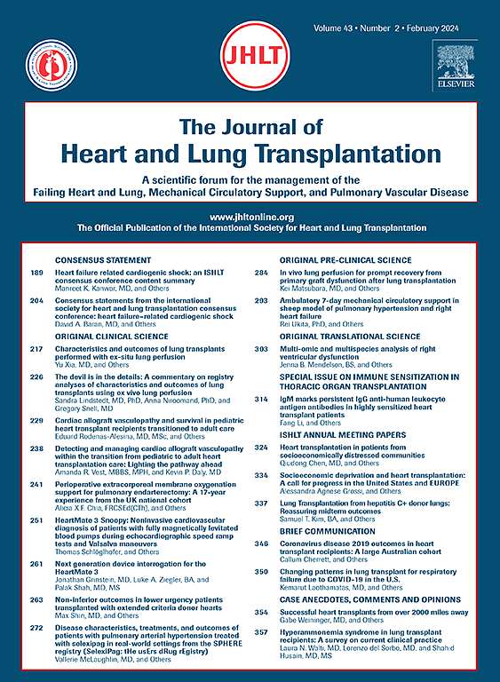 Go to journal home page - The Journal of Heart and Lung Transplantation